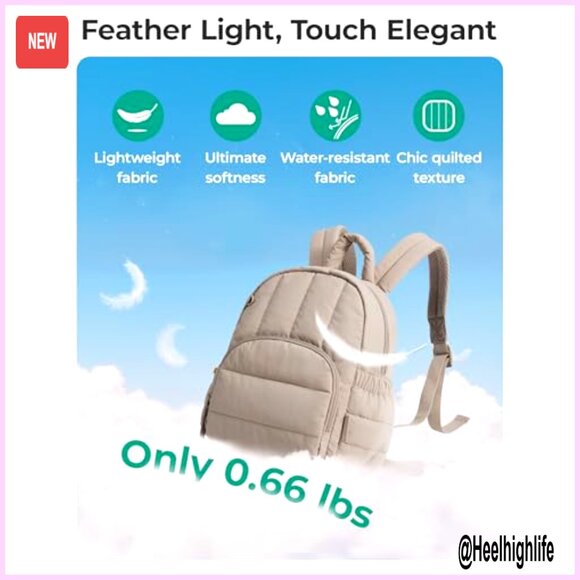 Mini Puffer Backpack, Lightweight Quilted Daypack, Water-Resistant Travel Purse main image 4